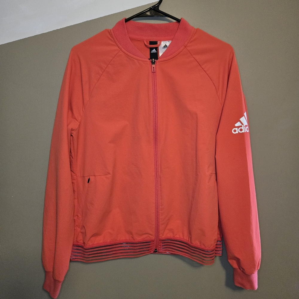 Adidas Women's Full Zip Pink Light Jacket Size XL Fits Medium US Asia Exclusive